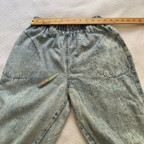 Vintage Gitano stone light wash pull on elastic waist high rise tapered leg jean - Picture 7 of 9
